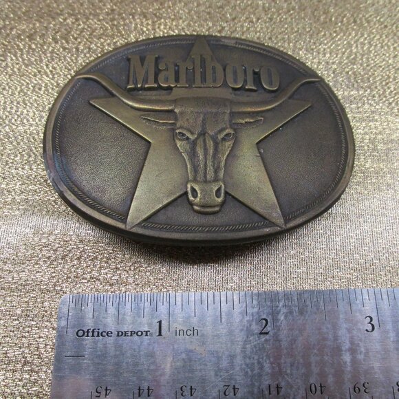 Marlboro Solid Brass Philip Morris, Inc 1987 Belt Buckle - Picture 1 of 7